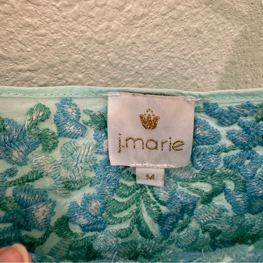 J. Marie blue floral embroidered top - Picture 3 of 6